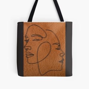 Brown African line art  shoulder bag.